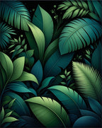 Lush Green Tropical Leaf Pattern Rug