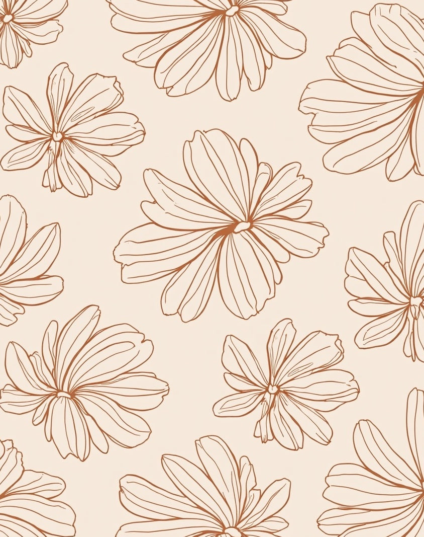 Minimalist Floral Outline Design Rug