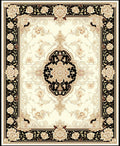 Elegant Black Gold Floral Scroll Rug
