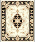 Elegant Black Gold Floral Scroll Rug