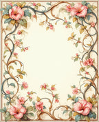 Elegant Pink Floral Vine Design Rug