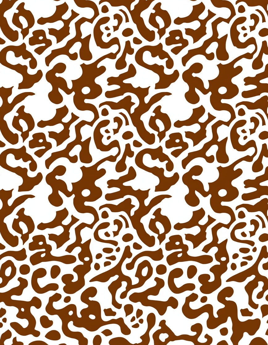 Abstract Organic Brown White Pattern Rug