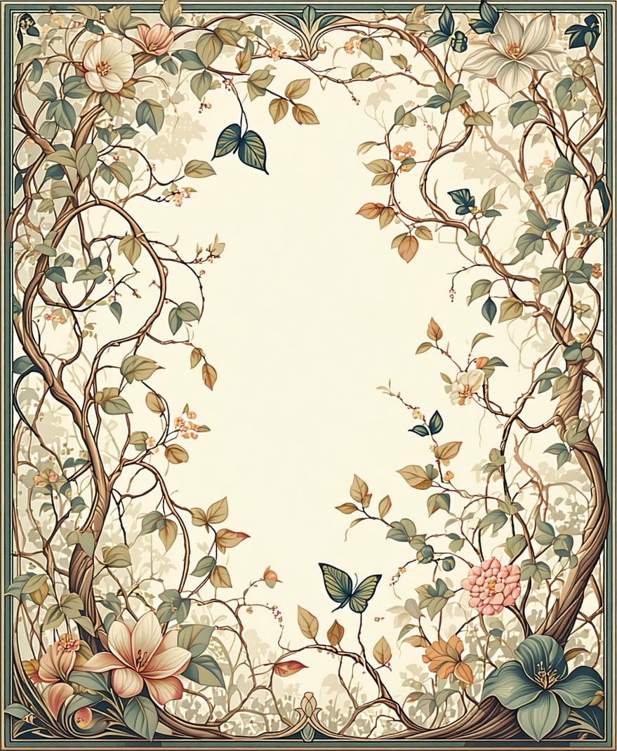 Arboreal Whimsical Floral Butterfly Design Rug