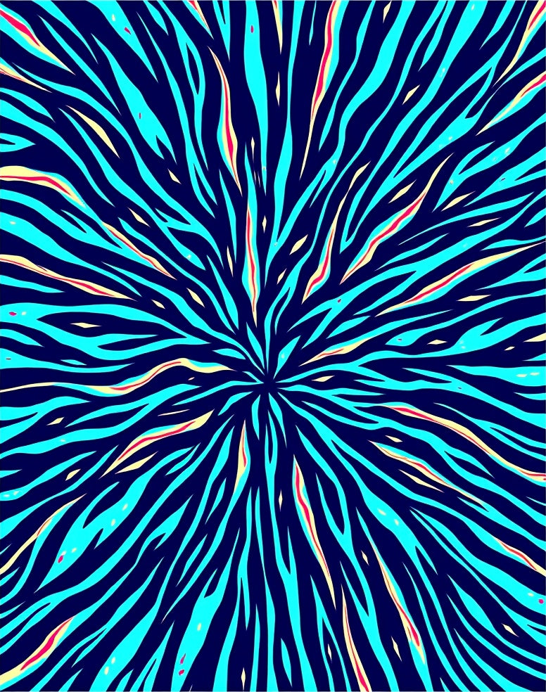 Radiating Blue Zebra Stripe Blast Rug