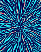 Radiating Blue Zebra Stripe Blast Rug