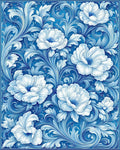 Intricate Floral Pattern Blue Rug