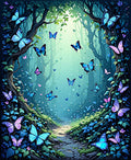 Enchanted Forest Butterfly Pattern Rug