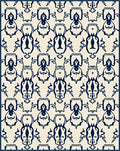 Navajo Inspired Dark Blue Repeating Pattern Rug