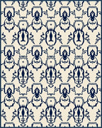 Navajo Inspired Dark Blue Repeating Pattern Rug