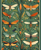 Nature Inspired Insect Botanical Pattern Rug