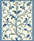 Classic Blue Floral Scroll Design Rug