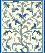 Classic Blue Floral Scroll Design Rug