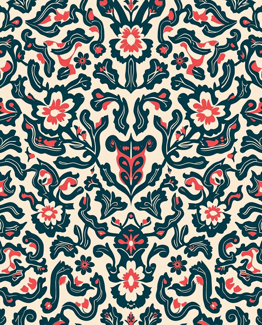 Ornate Floral Leaf Pattern Design Rug