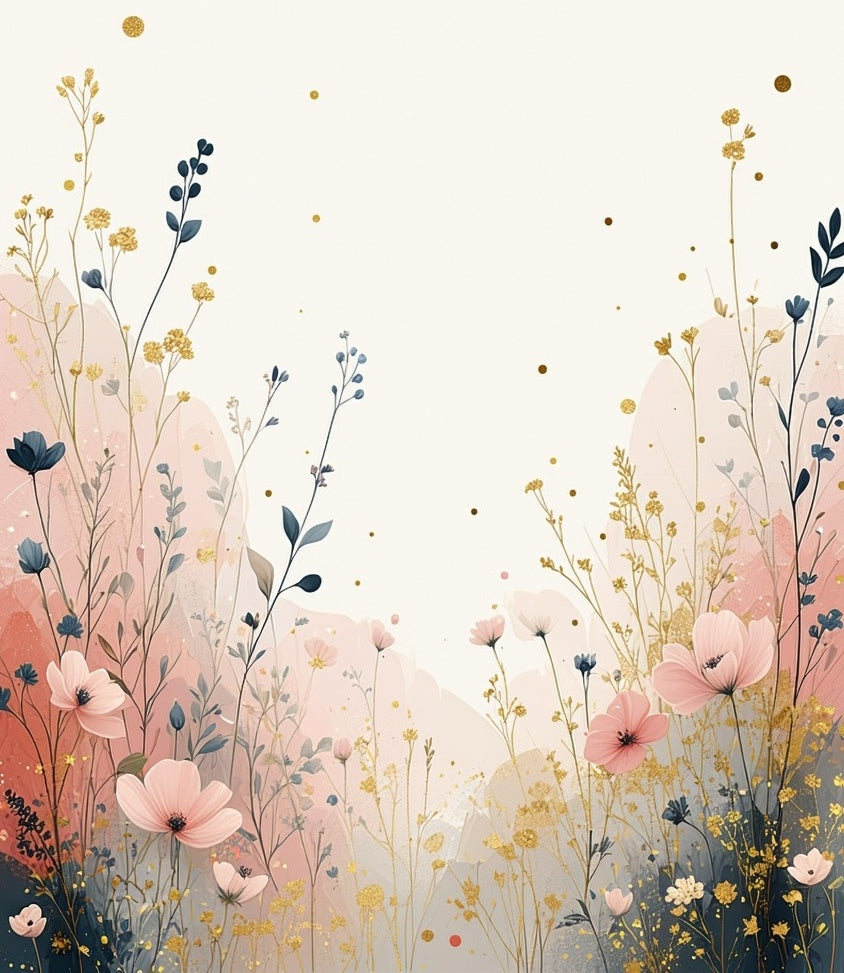 Whimsical Floral Meadow Watercolor Art Rug