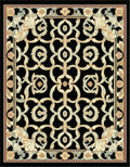 Ornate Flowing Golden Swirl Pattern Rug