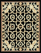Ornate Flowing Golden Swirl Pattern Rug