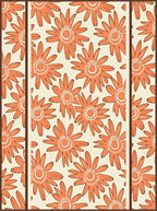 Retro Orange Daisy Floral Pattern Rug
