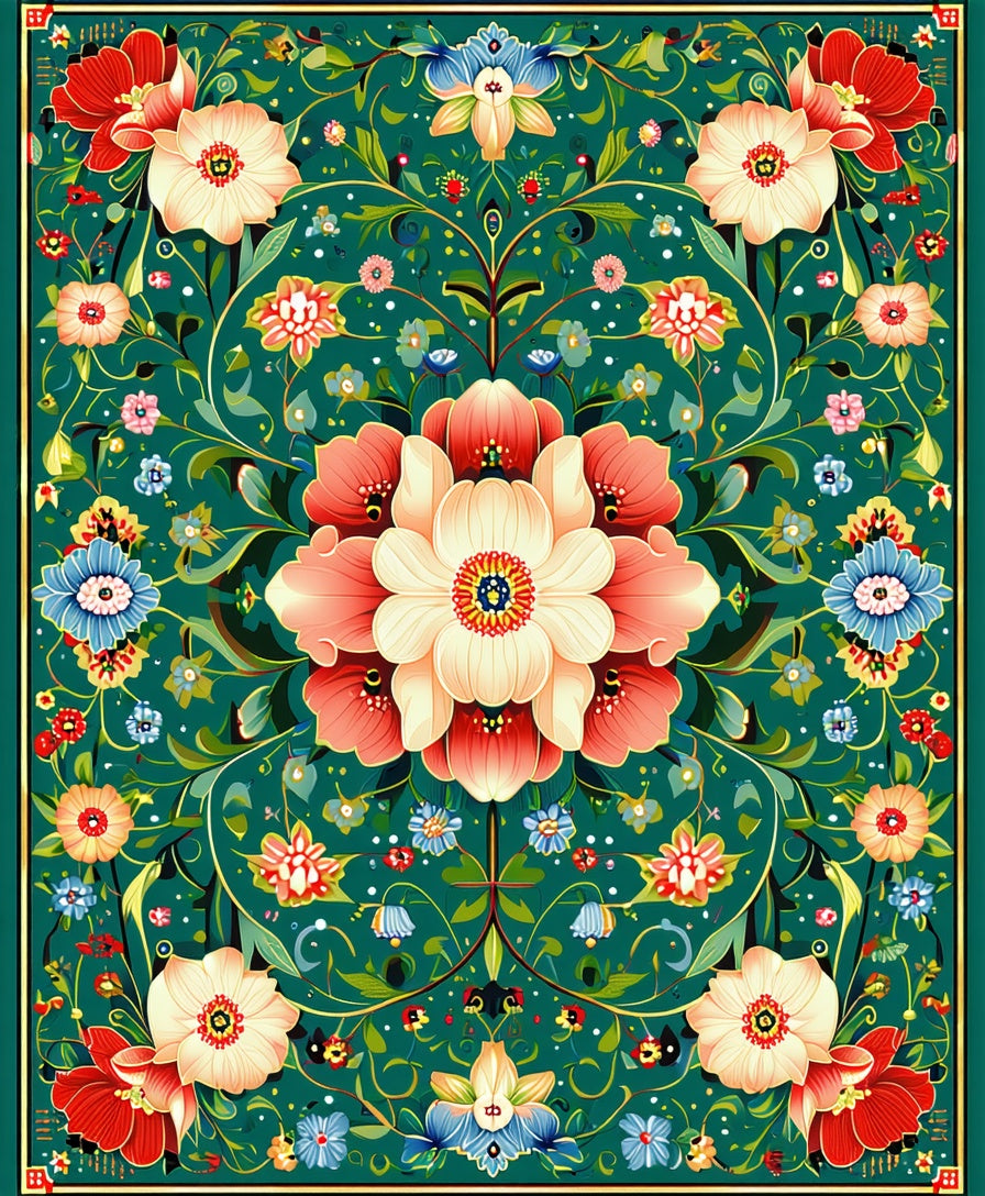 Intricate Floral Tapestry Design Rug