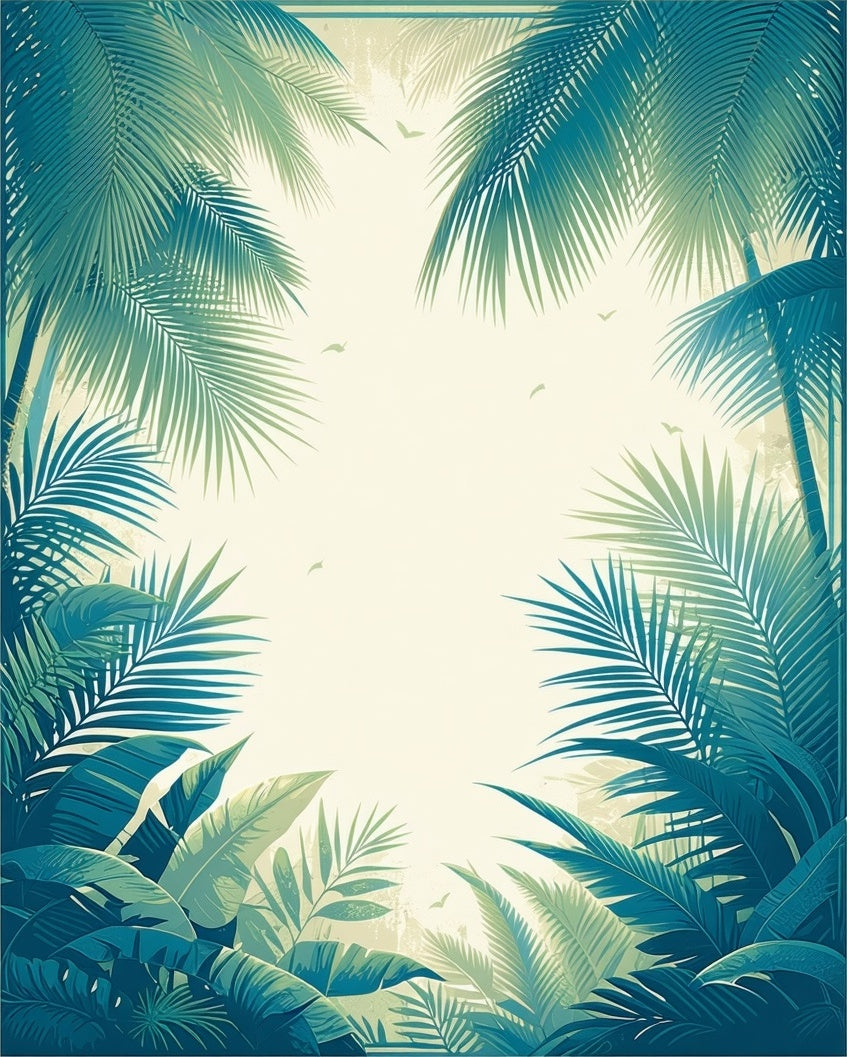 Tropical Palm Leaf Vintage Design Rug