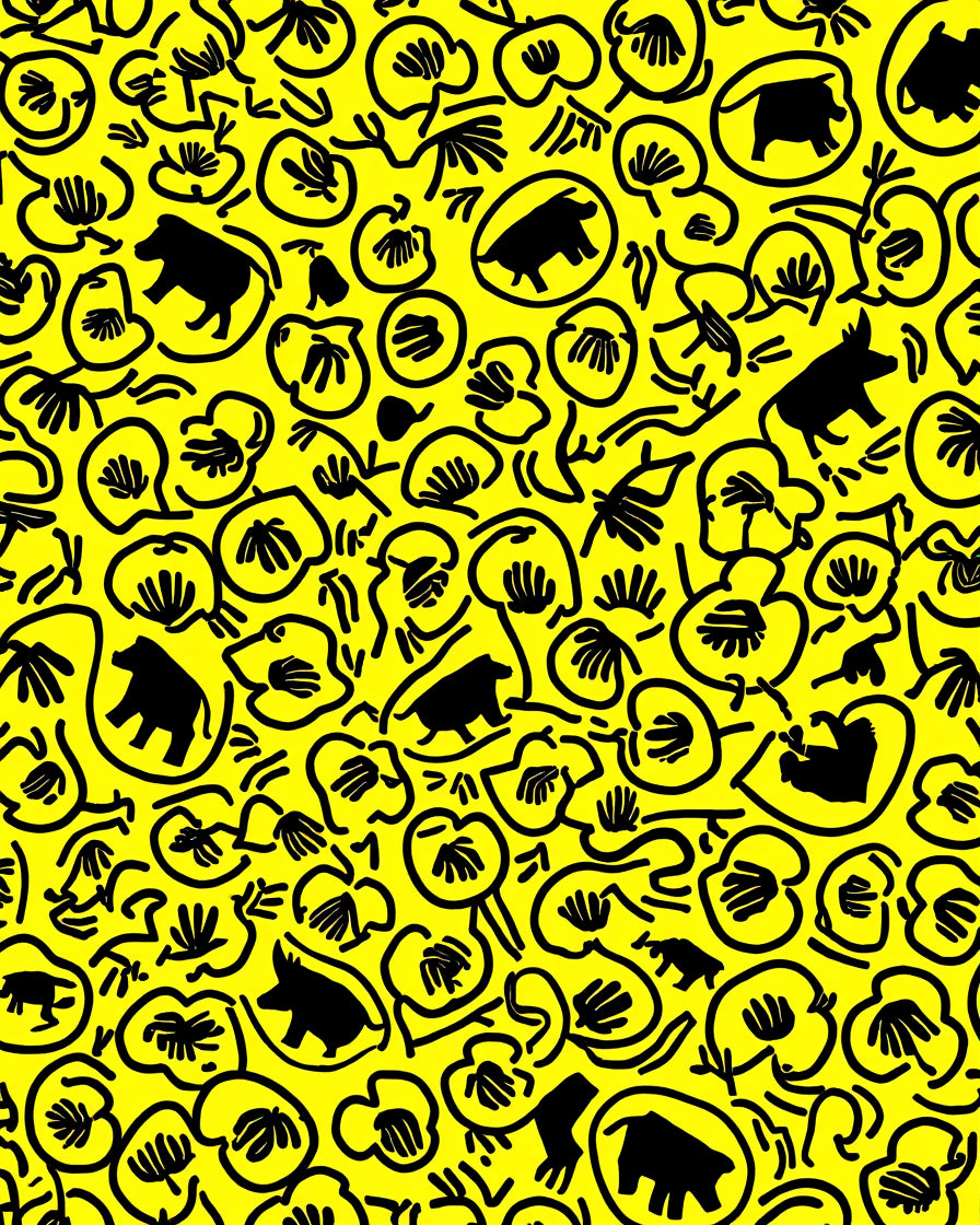 Whimsical Animal Floral Yellow Rug