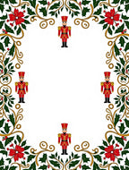 Red Nutcracker Holly Poinsettia Border Rug