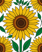 Sunny Yellow Flowers Green Leaves Pattern Rug