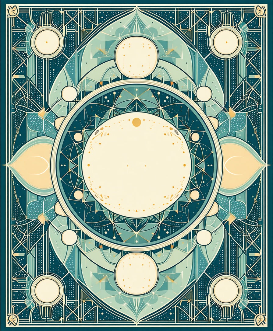 Vintage Teal Geometric Mandala Rug