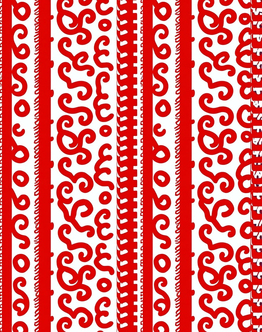 Bold Crimson Scroll Stair Runner Rug