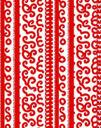 Bold Crimson Scroll Stair Runner Rug