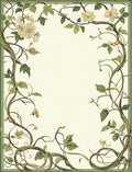 Vine and Floral Scroll Border Design Rug