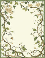 Vine and Floral Scroll Border Design Rug