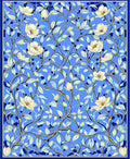 Blue Floral Vine Pattern Rug