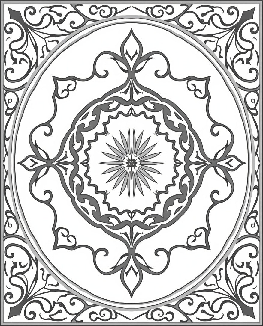 Vintage Gray Floral Medallion Pattern Rug