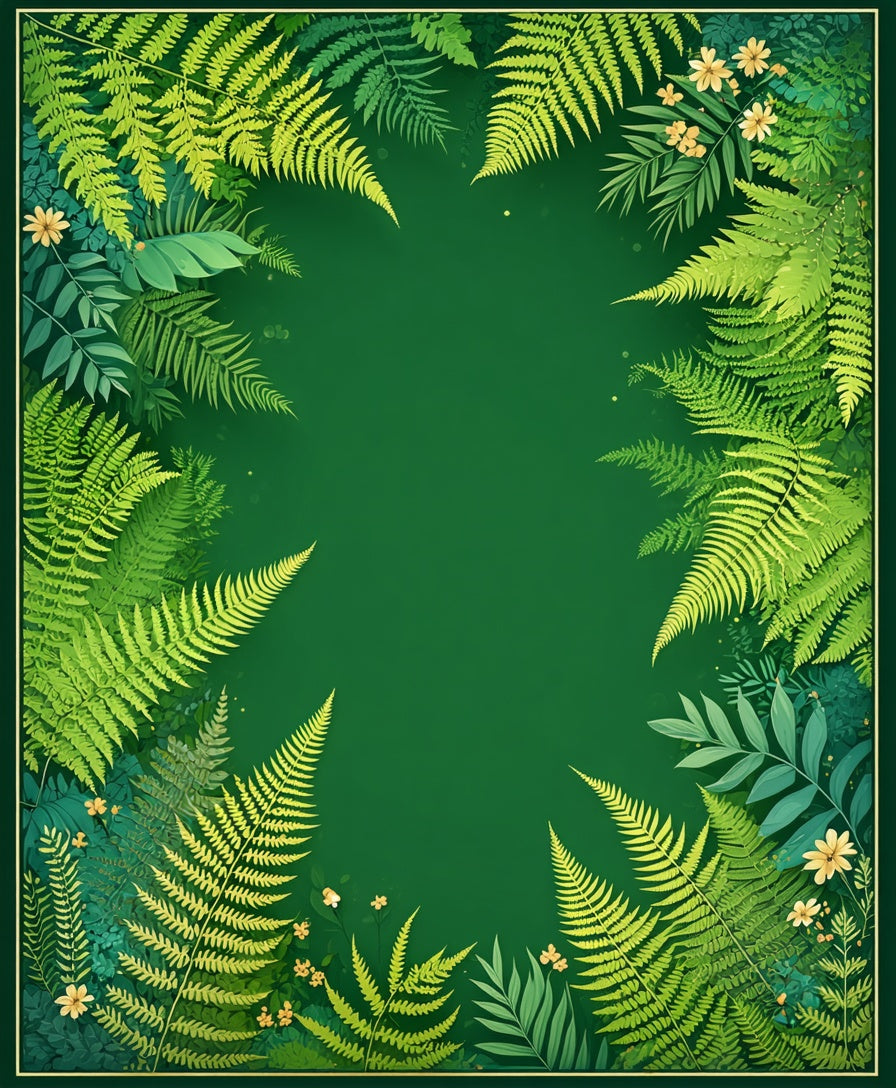 Lush Green Fern Forest Pattern Rug