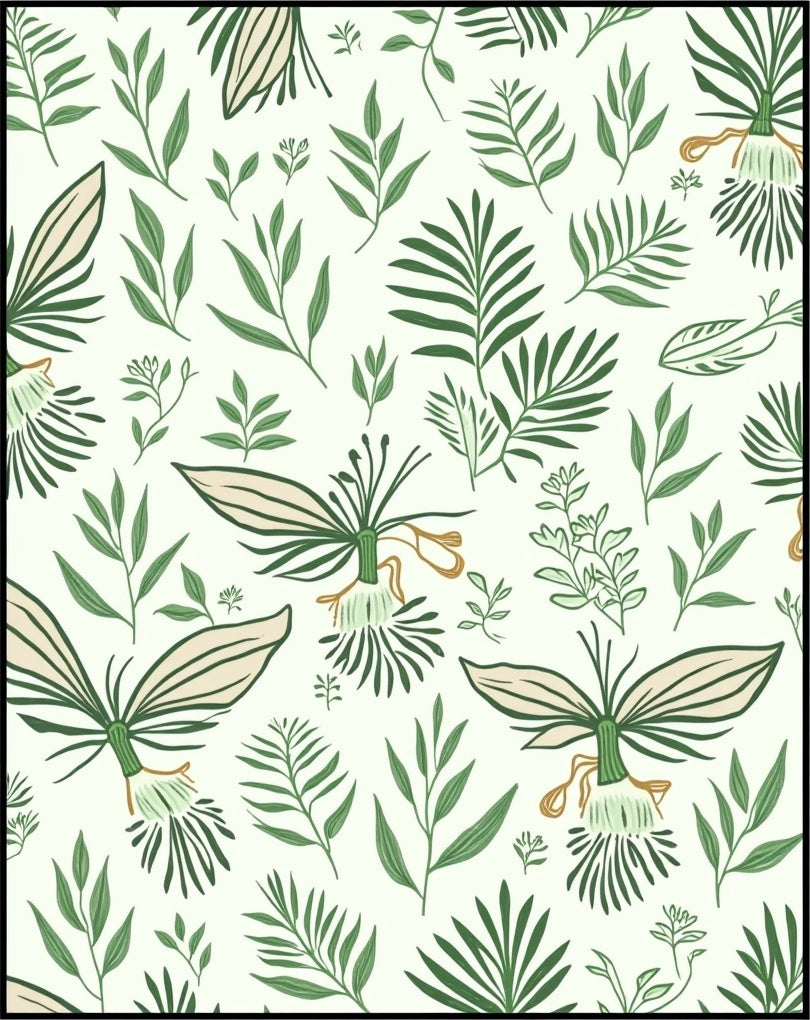 Green Botanical Leafy Pattern Design Rug