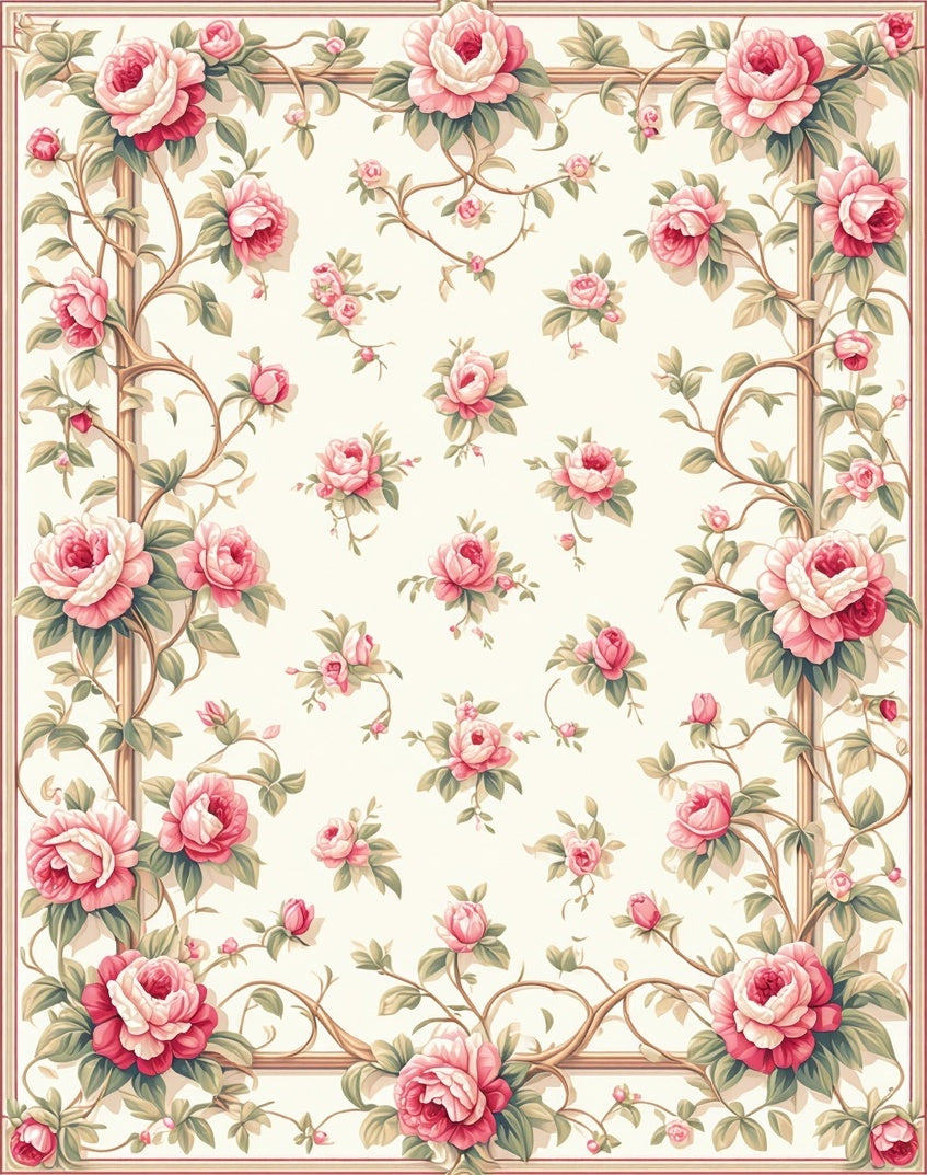Charming Floral Swirls Garden Design Rug