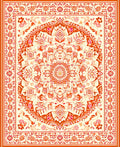Vibrant Orange Floral Repeating Medallion Rug