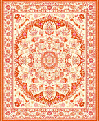 Vibrant Orange Floral Repeating Medallion Rug