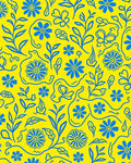 Bright Blue Floral Leafy Pattern Rug