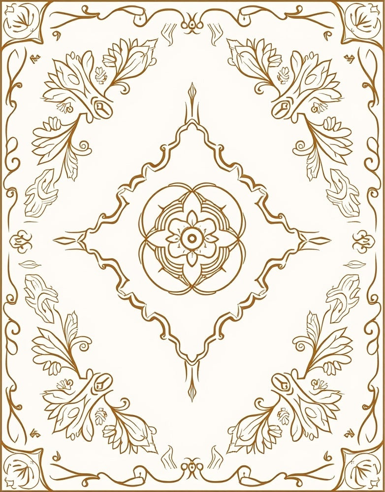 Classic Floral Scrollwork Decorative Design Rug