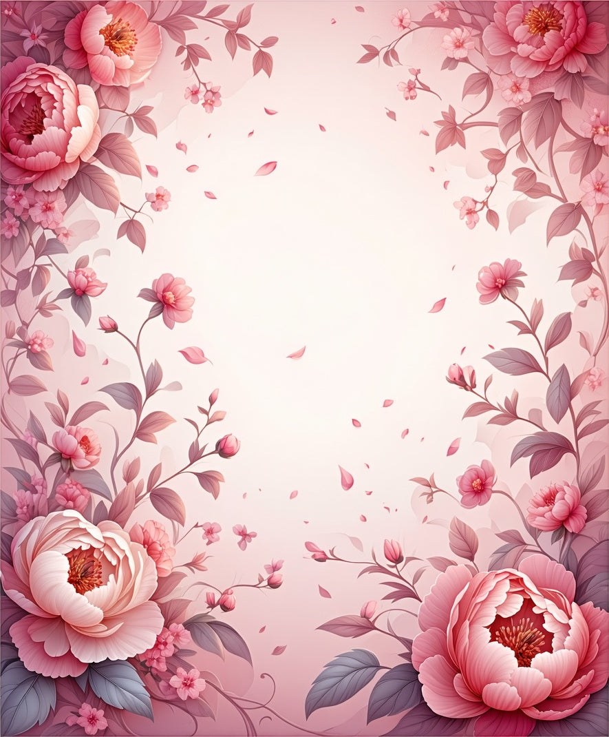Pink Floral Garden Pattern Rug