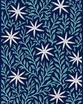 White Starfish with Teal Leaf Pattern Rug