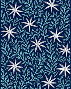 White Starfish with Teal Leaf Pattern Rug