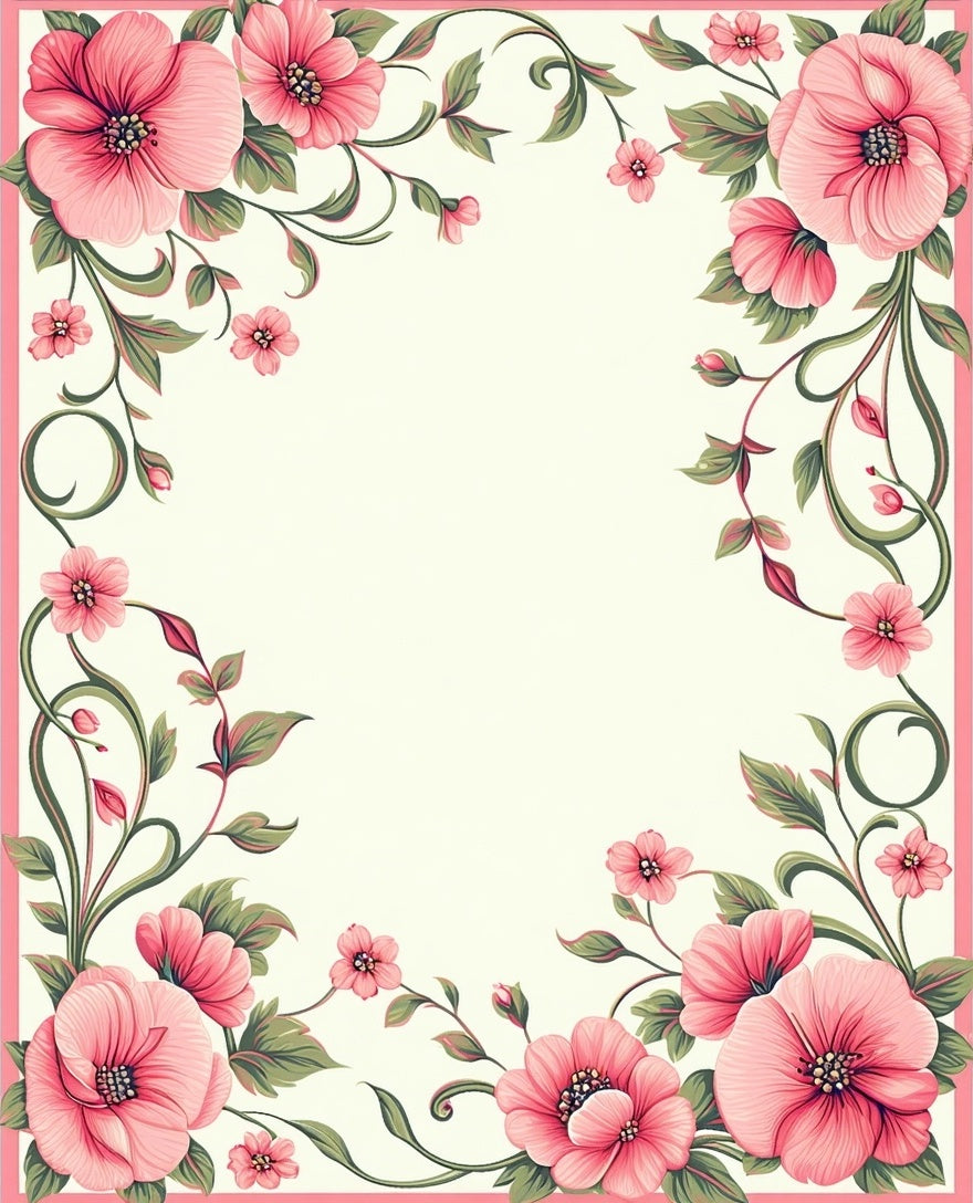 Pink Floral Vine Accent Rug