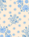 Blue Floral Pattern with Daisy Accents Rug