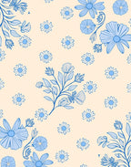 Blue Floral Pattern with Daisy Accents Rug