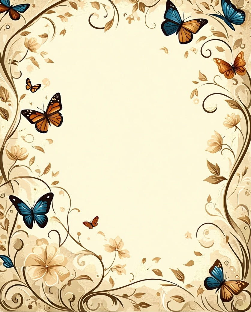 Floral Butterfly Vine Cream Rug