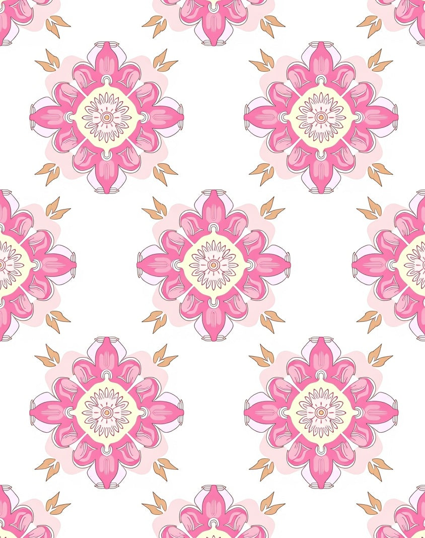 Floral Mandala Pink Pattern Design Rug