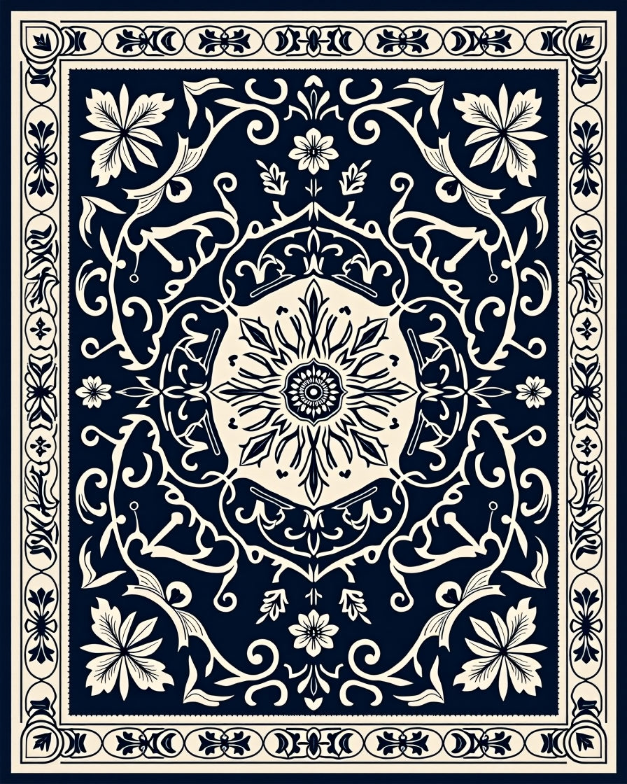 Intricate Floral Medallion Pattern Rug