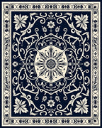 Intricate Floral Medallion Pattern Rug